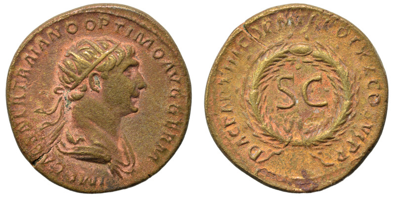 Trajan, 98-117. As (orichalcum, 6.92 g, 23 mm), Rome, for use in Syria. IMP CAES...