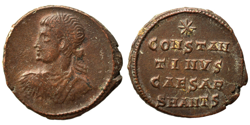 Constantine II, as Caesar, 316-337. Follis (bronze, 2.01 g, 18 mm), Antioch. Lau...