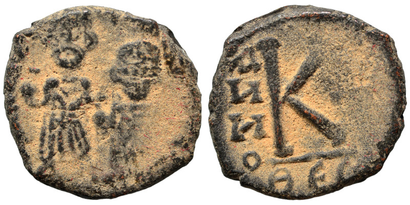 Heraclius, with Heraclius Constantine, 610-641. Half Follis (bronze, 3.55 g, 19 ...