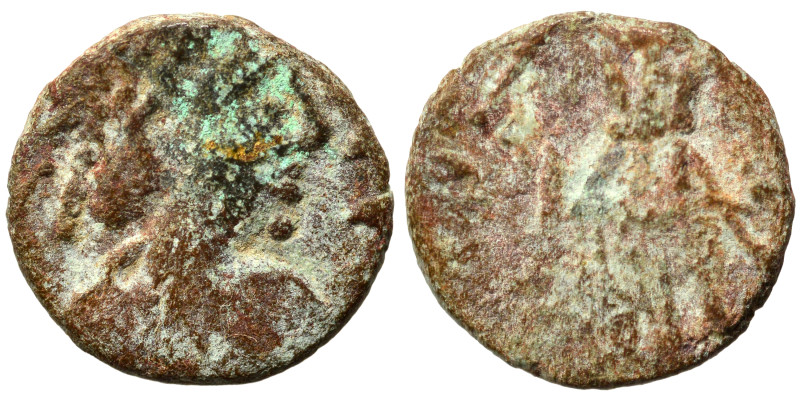 VANDALS. Thrasamund. 496-523. Nummus (bronze, 0.68 g, 9 mm), Carthage. Pearl-dia...