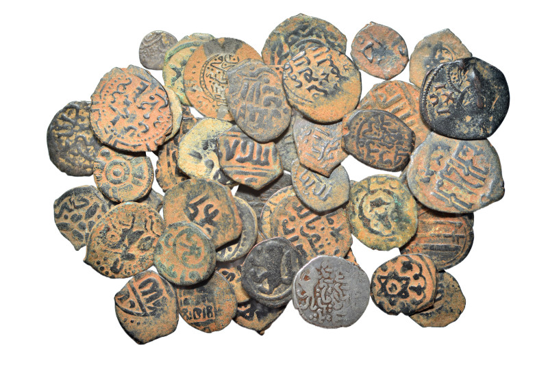 Group lot of circa 45 Islamic coins, some repatinated. G - VF. As seen, no retur...