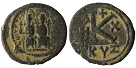 Justin II. and Sophia. (565-578 AD). 1/2 Follis. Cyzicus. Obv: Justin II. and Sophia enthroned facing. Rev: ANNO / K. 25mm, 6,52g