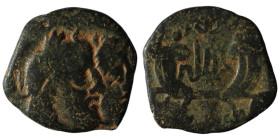 Nabataea. Aretas IV. and Shaqilath I. (9 BC - 40 AD). Bronze Æ. 17mm, 2,02g