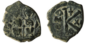 Justin II. and Sophia. (565-578 AD). 1/2 Follis. Constantinople. Obv: Justin II. and Sophia enthroned facing. Rev: K A/N/N/O. 25mm, 7,24g