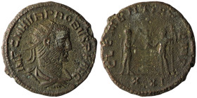 Probus. (276-282 AD). Æ Antoninian. Antioch. Obv: IMP C M AVR PROBVS AVG. radiate cuirassed bust of Probus right. Rev: CLEMENTIA TEMP. Probus standing...