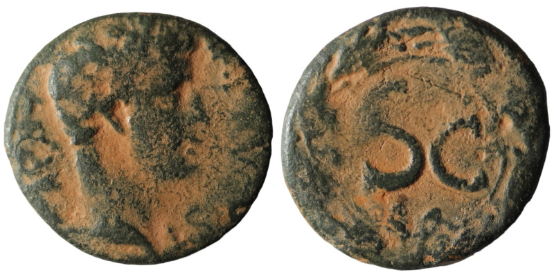 Tiberius. (14-37 AD). Æ Bronze. provincial mint. artificial sandpatina. 27mm, 12...