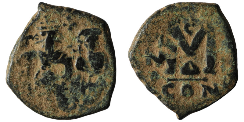 Heraclius and Heraclius Constantine. (610-641 AD) Æ Follis. Constantinople. Obv:...