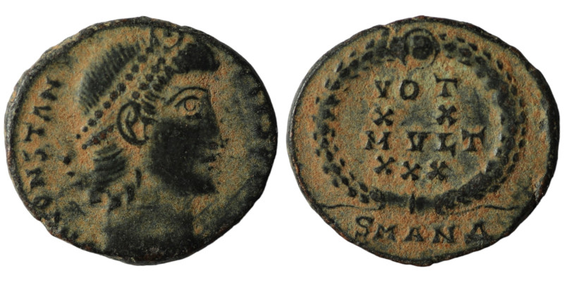 Constantinus II. (337-361 AD). Æ Follis. Antioch. 15mm, 1,81g