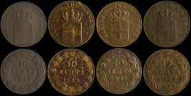 GREECE: Lot of 4 coins in copper, composed of 10 Lepta (1836) (type I), 10 Lepta (1845) (type II), 10 Lepta (1851) (type III) & 10 Lepta (1857) (type ...