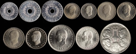 GREECE: Lot of 12 coins composed of 5 Lepta (1954), 2x 20 Lepta (1954) & (1959), 2x 50 Lepta (1964) & (1965), 2x 1 Drachma (1957) & (1962), 2x 2 Drach...