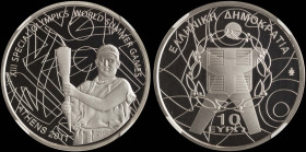 GREECE: 10 Euro (2011) in silver (0,925) commemorating the XIII Special Olympics. Torch bearer on obverse. Inside slab by NGC "PF 70 ULTRA CAMEO". Cer...