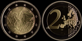 GREECE: 2 Euro (2022) in bi-metal commemorating the Erasmus Programme. Inside its official case with CoA with no "0790". Proof.