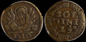 GREECE: ITALIAN STATES / VENICE (CRETE): 2- 1/2 Soldini (10 Tornesi) (ND 1610-1611) in copper. The lion of St Mark with aureole on obverse. Value at c...
