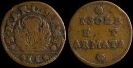 GREECE: ITALIAN STATES / VENICE (ISOLE DEL LEVANTE): 2 Soldi (ND 1686) in copper. The lion of St Mark with the inscription "S.MARC.VENT" on obverse. T...