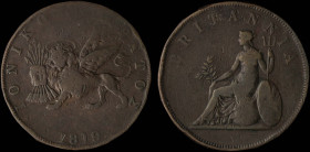 GREECE: 2 Obols (1819) in copper. The lion of St Mark and inscription "ΙΟΝΙΚΟΝ ΚΡΑΤΟΣ" on obverse. Coin alignment. Strikes on perimeter. (Hellas I.18)...