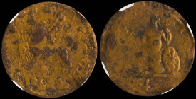 GREECE: 1/4 Obol (1 Lepton) (1821) in copper. The lion of St Mark and inscription "ΙΟΝΙΚΟΝ ΚΡΑΤΟΣ" on obverse. Inside slab by NGC "FINE DETAILS / ENVI...