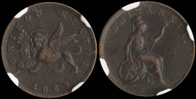 GREECE: 1 new Obol (1862.) in copper. The lion of St Mark and inscription "ΙΟΝΙΚΟΝ ΚΡΑΤΟΣ" on obverse. Dot after date. Coin alignment. Inside slab by ...