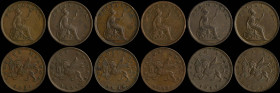 GREECE: Lot of 6 coins composed of 2x 1 new Obol (1834.), 1 new Obol (1849.), 1 new Obol (1857.) & 2x 1 new Obol (1862.). Venetian lion of St Mark and...