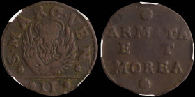 GREECE: ITALIAN STATES / VENICE (KINGDOM OF MOREA): 2 Soldi (ND 1688-1691) in copper. Lion of St Mark and inscription "S.MARC.VEN" within two rosettes...
