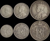 CYPRUS: Lot of 3 coins (1921) in silver (0,925), composed of 4- 1/2 Piastres, 9 Piastres and 18 Piastres. Crowned head of King George VI facing left o...
