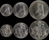 CYPRUS: Complete set of 3 coins (1974) in silver (0,925) composed of 3 Pounds, 6 Pounds and 12 Pounds, commemorating Archbishop Makarios. Inside slabs...