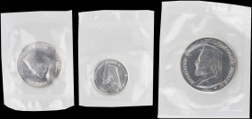 CYPRUS: Complete set of 3 coins (1974) in silver (0,925) including 3 Pounds, 6 Pounds and 12 Pounds, commemorating Archbishop Makarios. Inside their o...