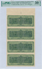 GREECE: Upper marginal sheet of 4x 2 billion Drachmas (11.10.1944) in black on light green unpt. Panathenea detail from Parthenon frieze on face. S/Ns...