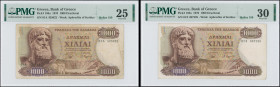 GREECE: Lot of 14x 1000 Drachmas (1.11.1970) in brown on multicolor unpt. God Zeus at left on face. All banknotes bear different series letter (From A...