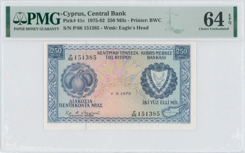 CYPRUS: 250 Mils (1.9.1979) in blue on multicolor unpt. Fruits at left and coat ...