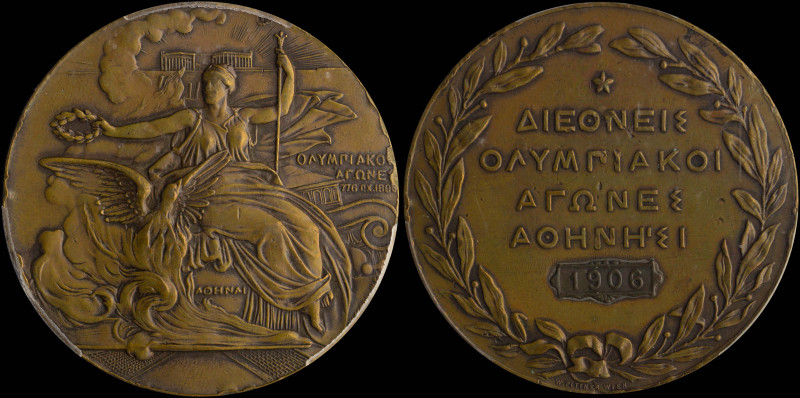 GREECE: GREECE: Bronze medal (1906) commemorating the Olympics 1906 in Athens. P...