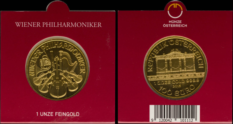 AUSTRIA: 100 Euro (2015) in gold (0,999) commemorating the Vienna Philharmonic. ...