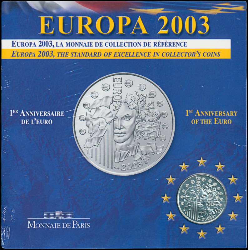 FRANCE: 1/4 Euro (2003) in silver (0,900) commemorating the 1st Anniversary of E...