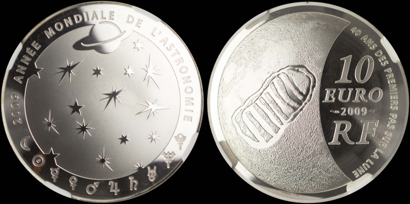 FRANCE: 10 Euro (2009) in silver (0,900) commemorating the First Moon Landing, 4...