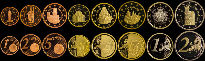 SAN MARINO: Euro coin set (2009) composed of 1, 2, 5, 10, 20 and 50 Cent & 1 and...