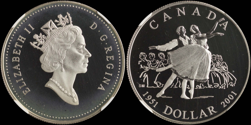 CANADA: 1 Dollar (2001) in silver (0,925) commemorating the National Ballet. Cro...