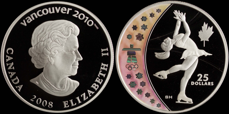 CANADA: 25 Dollars (2008) in silver (0,925) commemorating the Vancouver Olympics...