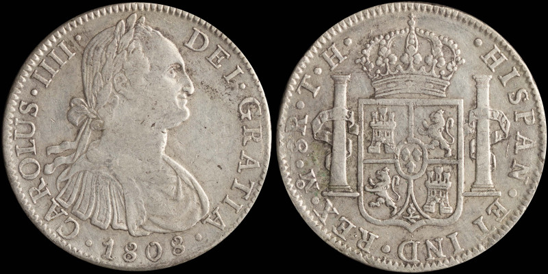 MEXICO: 8 Reales (1808Mo TH) in silver (0,896). Armored bust of Charles IIII fac...