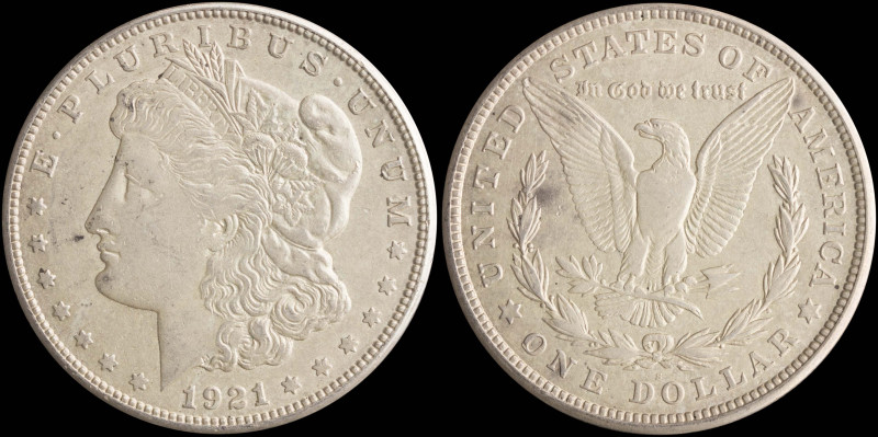 USA: 1 Dollar (1921 S) in silver (0,900). Liberty head facing left on obverse. E...