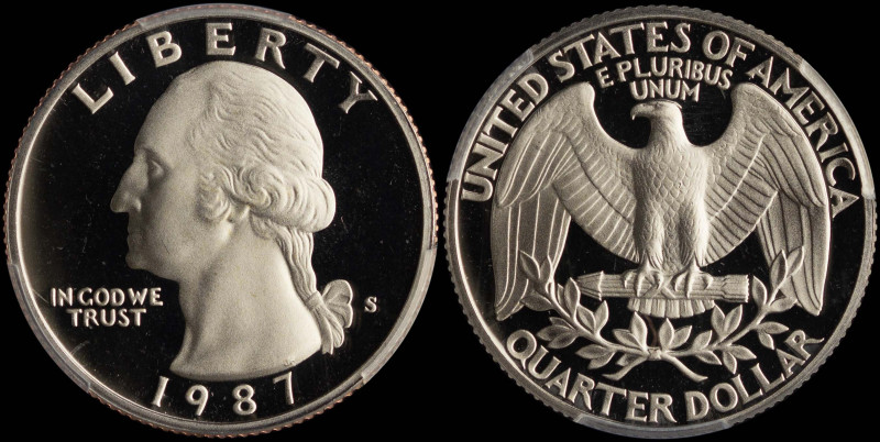 USA: 25 Cents (1987 S) in copper-nickel clad copper. Head of George Washington f...