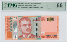 ALBANIA: 10000 Leke (2019) in multicolor. Portrait of Aleksander Starve Drenova on face. S/N: "SA 8828987". WMK: Asdreni & value "10000". Inside holde...