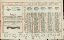 AUSTRIA: 120 Gulden (1.2.1763) in green, red and black. Obligation Vienna. Complete sheet. Creased in the middle & some spots of margins are worn out....