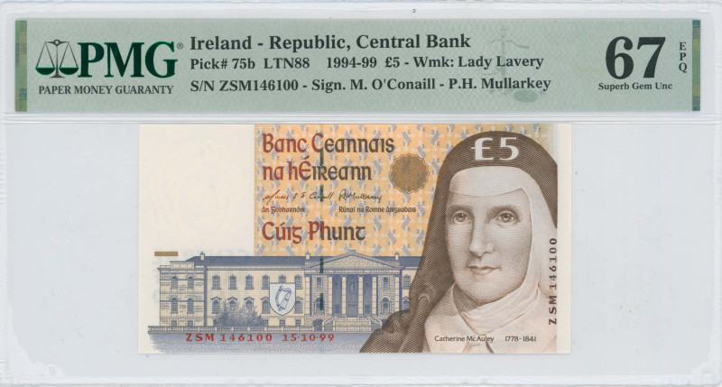 IRELAND REPUBLIC: 5 Pounds (15.10.1999) in multicolor. Mater Misericordiae Hospi...