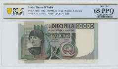 ITALY: 10000 Lire (3.11.1982) in black and multicolor. Man at left on face. S/N: "TC 121462 L". Signatures by Ciampi and Stevani. Printed by ODBI. Ins...