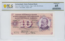 SWITZERLAND: 10 Francs (22.12.1960) in purple on red-brown unpt. Gottfried Keller at right on face. S/N: "18Z 018086". Signatures by Galli, Kale & Kun...