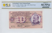 SWITZERLAND: 10 Francs (2.4.1964) in purple on red-brown unpt. Gottfried Keller at right on face. S/N: "37N 060924". Signatures by Galli, Motta & Kunz...