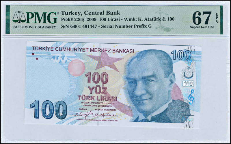 TURKEY: 100 Lira (ND 2009) in light blue and rose on multicolor unpt. Kemal Atat...