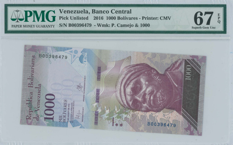 VENEZUELA: 1000 Bolivares (18.8.2016) in brown violet. Pedro Camejo on face. S/N...