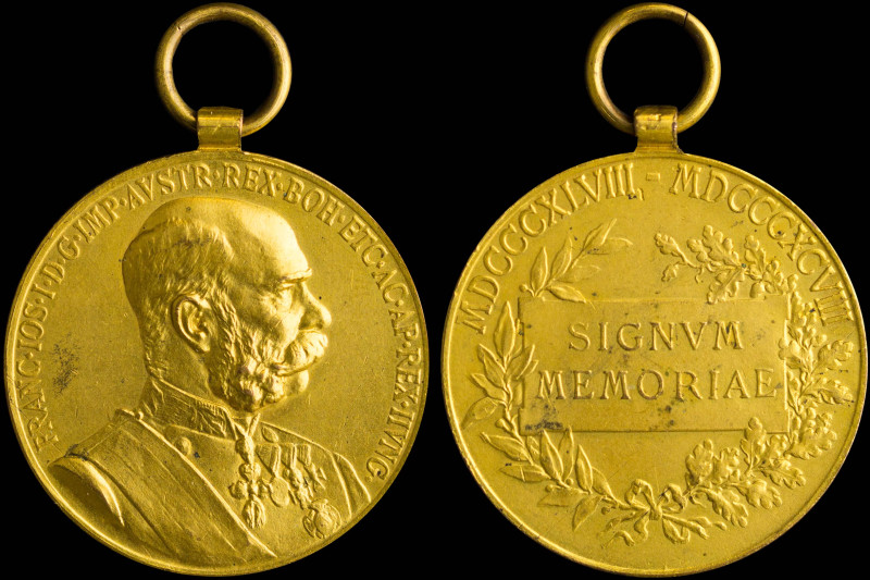 AUSTRIA: Gilt bronze commemorative medal for the 50 years (1848-1898) since the ...