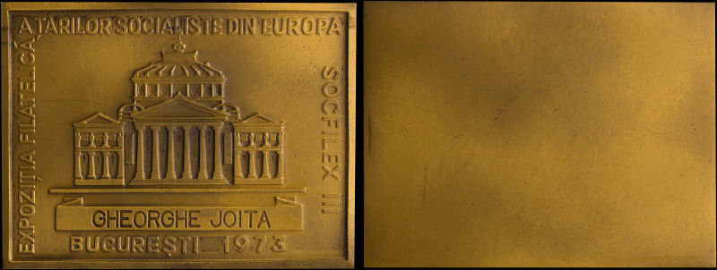 ROMANIA: Bronze commemorative plaquette for the the philatelic exhibition "Socfi...