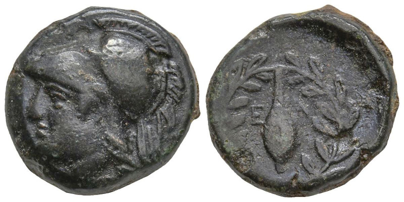 AEOLIS. Elaia. (Circa 340-300 BC).
AE Bronze (11.4mm 1.42g)
Obv: Helmeted head...